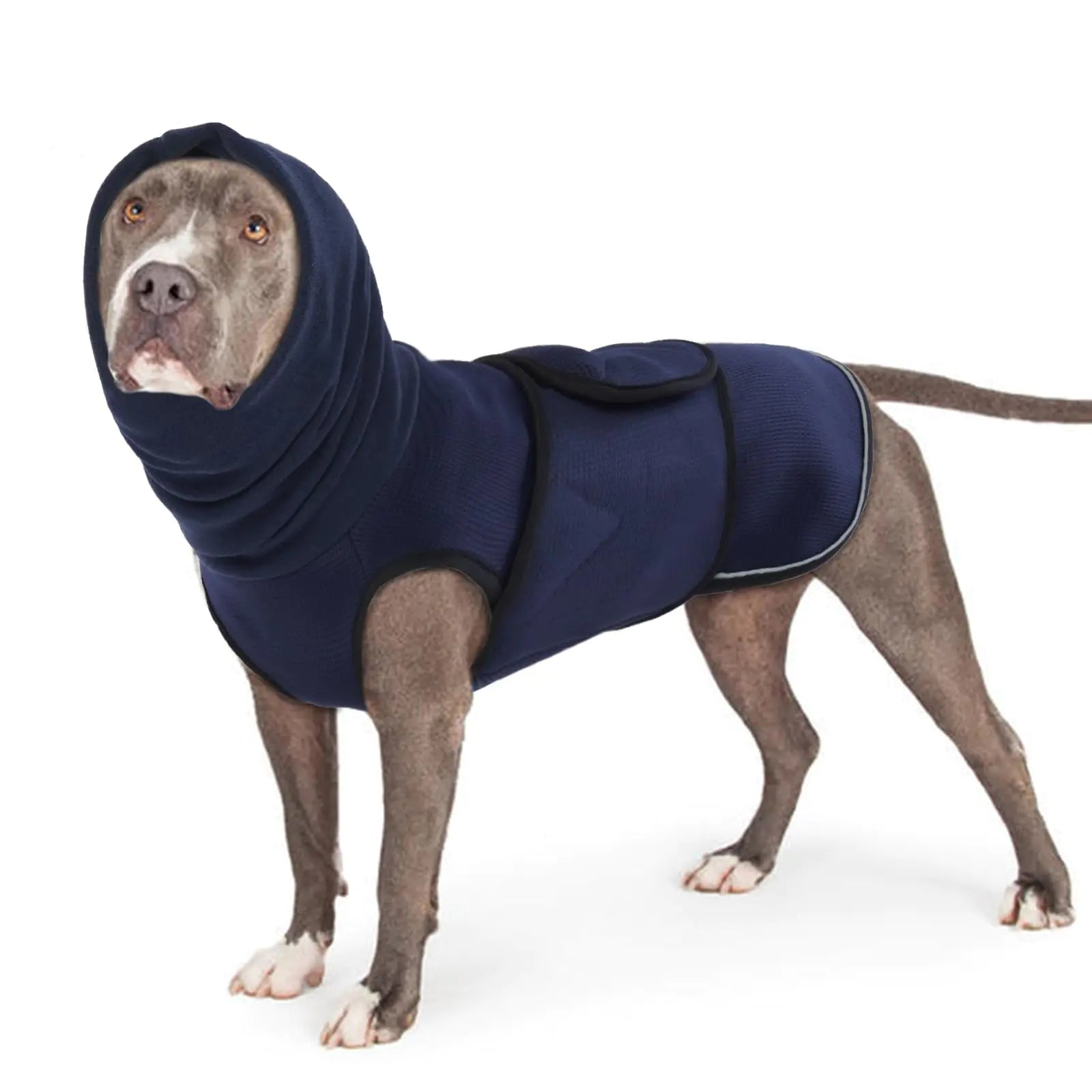 Lelepet Dog Anxiety Hoodie – Calming Vest with Ear Cover & Reflective Strips for Thunderstorms, Fireworks, and Separation