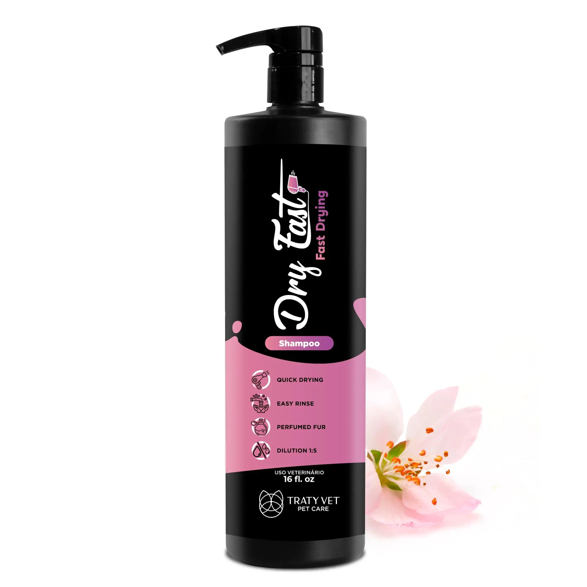TRATY :Dry Fast Shampoo for Dogs & Cats – 16oz / 500ml